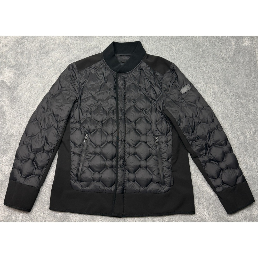 Tumi Packable Down Puffer Jacket Mens Medium M Black Quilted Full Zip Full Zip